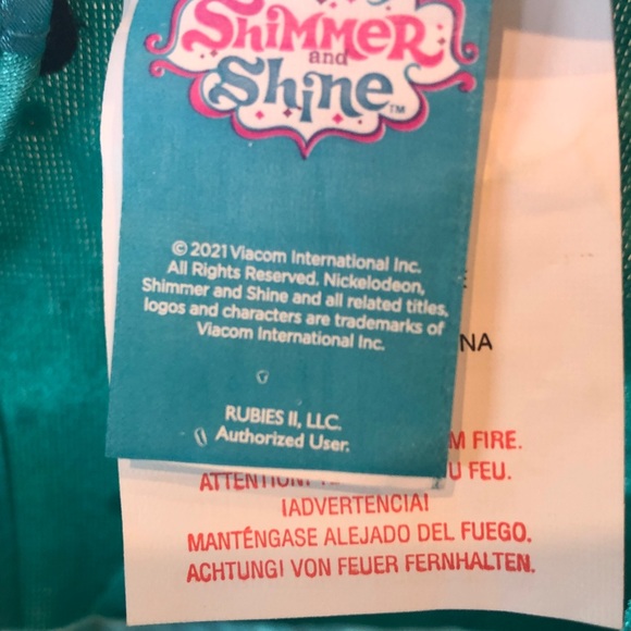 Shimmer & Shine Sparkling Teal Costume Gold accent Jumpsuit Girls Medium (7/8) - Picture 9 of 11